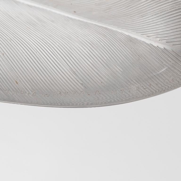 Tapio Wirkkala, taidelasi/malja, "Sulka", signeerattu Tapio Wirkkala Iittala -55.