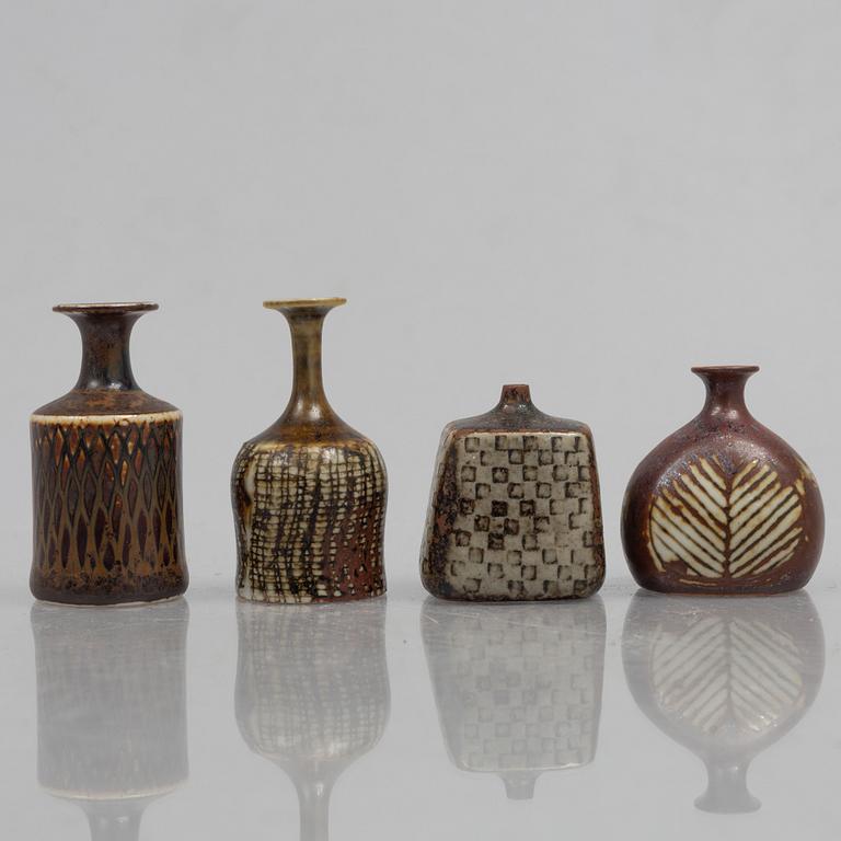 Stig Lindberg, a set of nine stoneware vessels, Gustavsbergs studio.