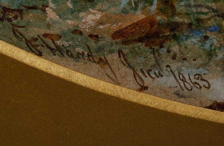 OKÄND KONSTNÄR, gouache, signerad D Hardy? och daterad 1863.