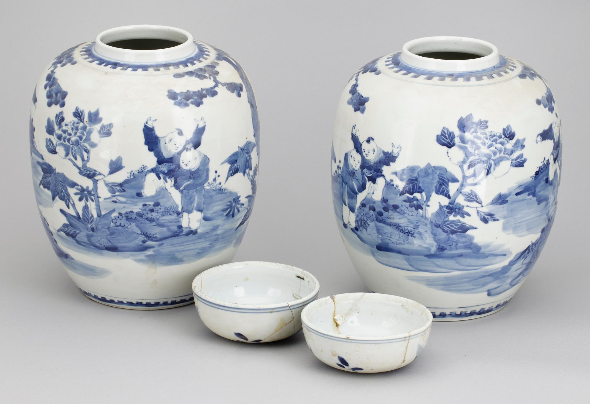BOJANER, 2st, porslin, Kangxistil, sen Qing 1800/1900-tal.