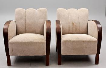 FÅTÖLJER, 4 st, Art deco, 1900-talets första hälft.