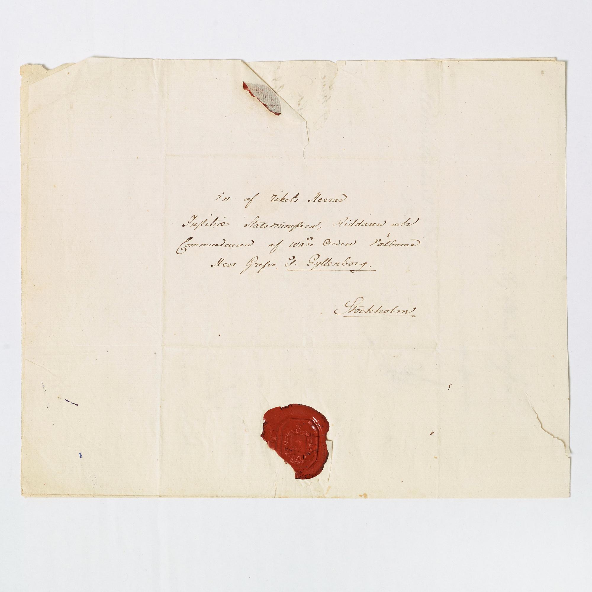 KARL XIII, två brev om erövringen av Norge 1814. Daterade Uddevalla 27 juli resp 9 augusti.