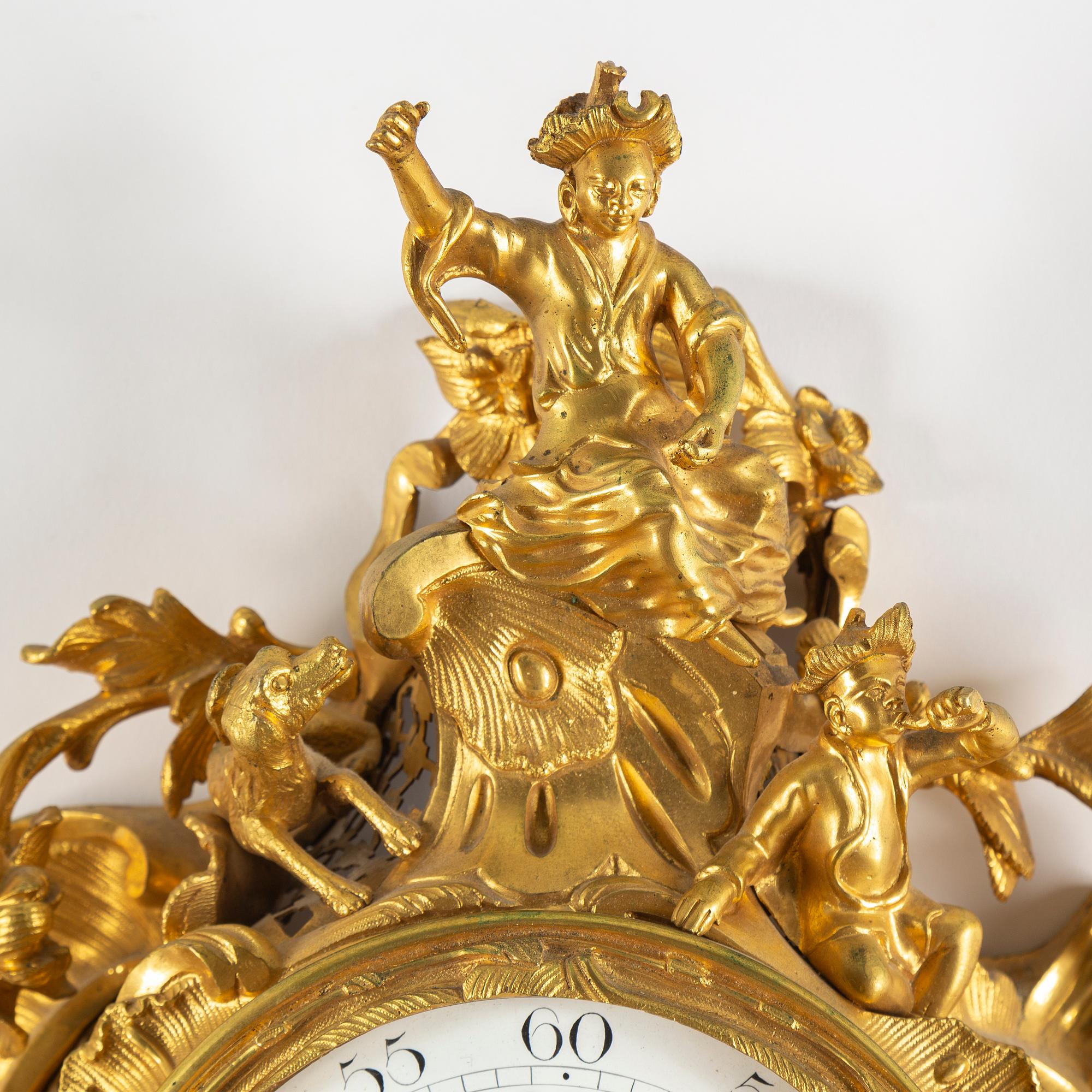 A Raingo Frères Louis XV-style wall clock, 19th C.