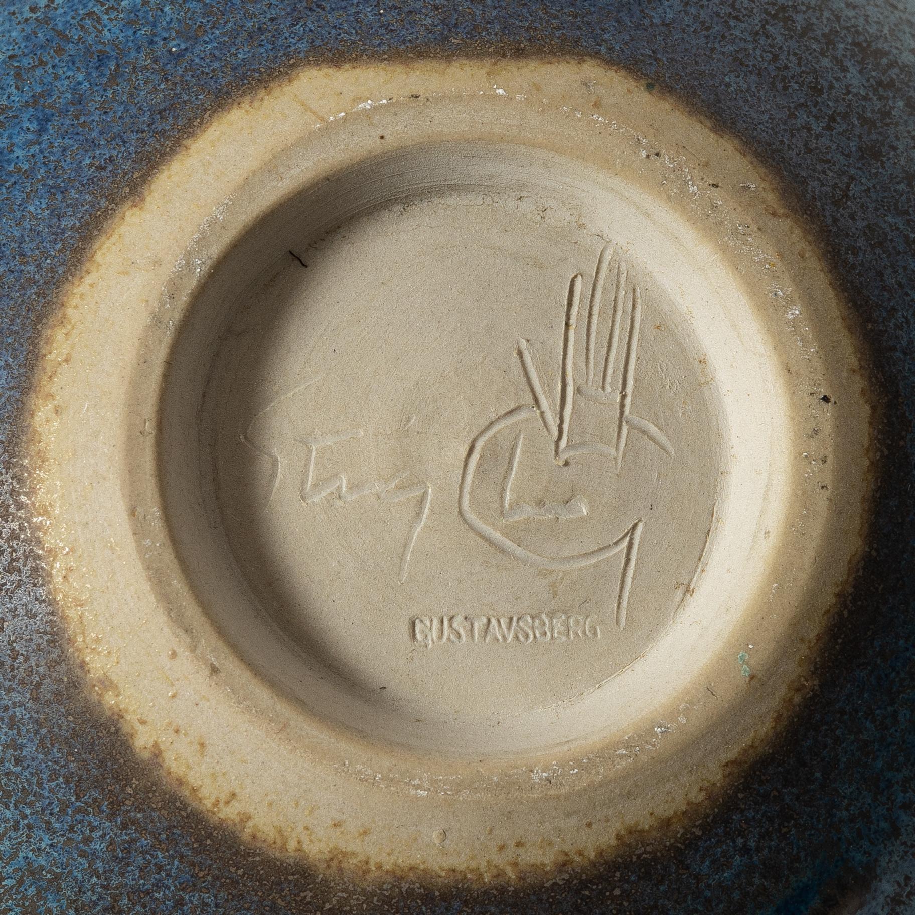 Stig Lindberg, vaser, 2 st och skål, stengods, Gustavsbergs Studio 1964-68.