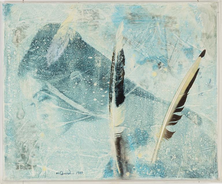 Michael Qvarsebo, mixed media on canvas, signed and dated 1989.