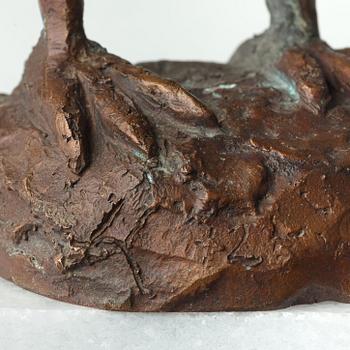Tyra Lundgren, a bronze sculpture of a bird, Sweden, dated 1972.