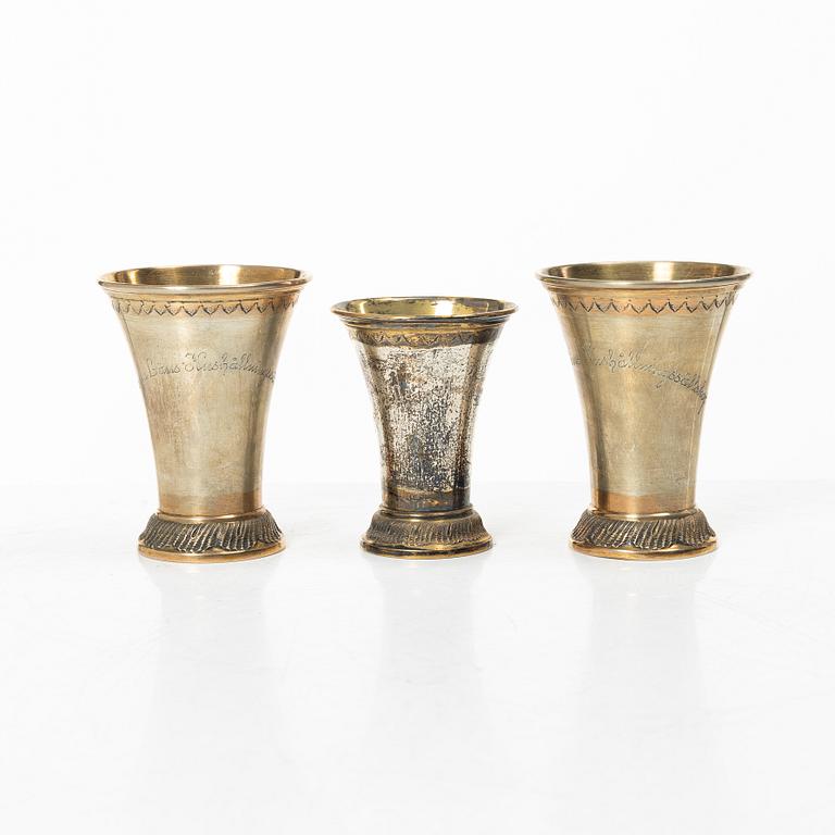 Seven Swedish silver beakers, mark of KG Markströms, Uppsala 1912-1926.