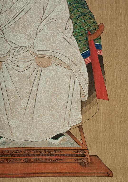 A pair of Thai ancestors portraits, around 1900.