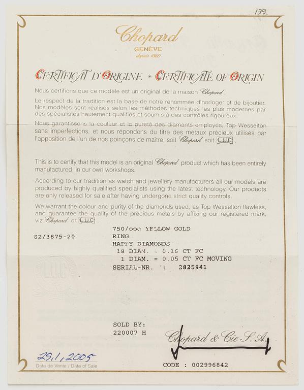 Chopard, Happy Diamonds, ring, briljantslipade diamanter, 18K guld.