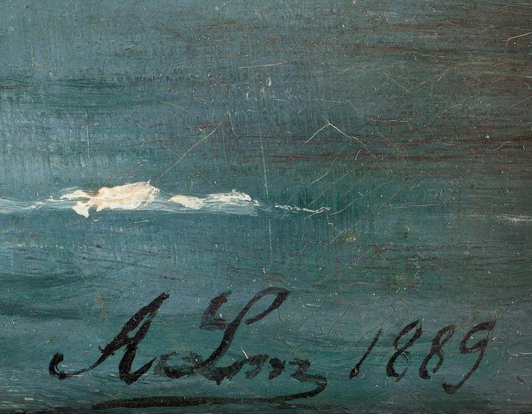 OKÄND KONSTNÄR, olja på duk, otydligt signerad, daterad 1889.