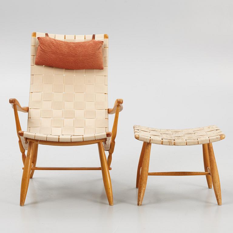 Armchair with footstool, "Anders", Yngve Ekström, second half of the 20th century.