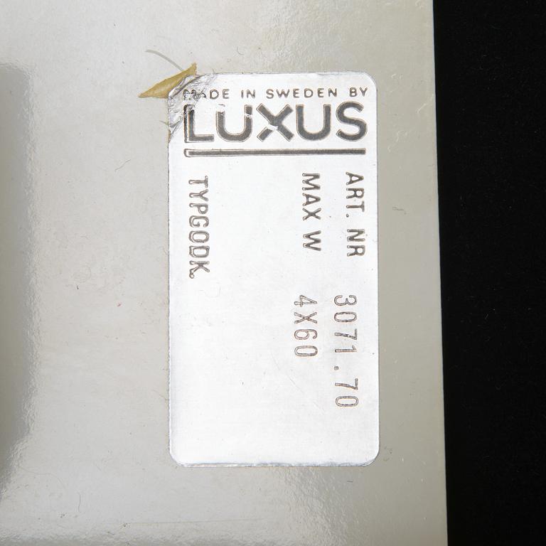 Two plafond ceiling lamps "Plafo" by Uno och Östen Kristiansson, Luxus, Osby, Sweden.