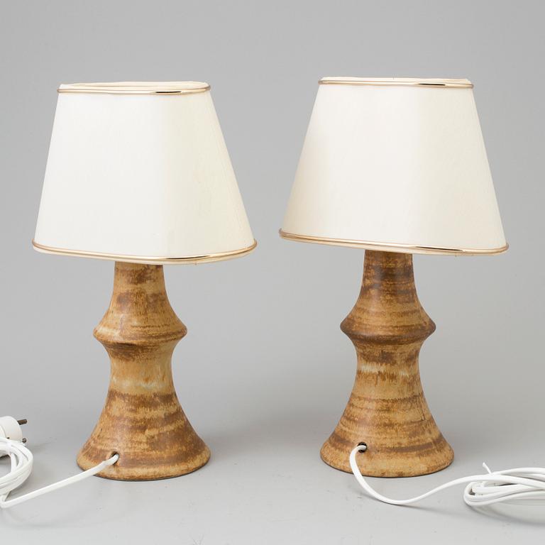 BRUNO KARLSSON, a pair of stoneware table lights from EGO stengods ateljé, 1960-tal.