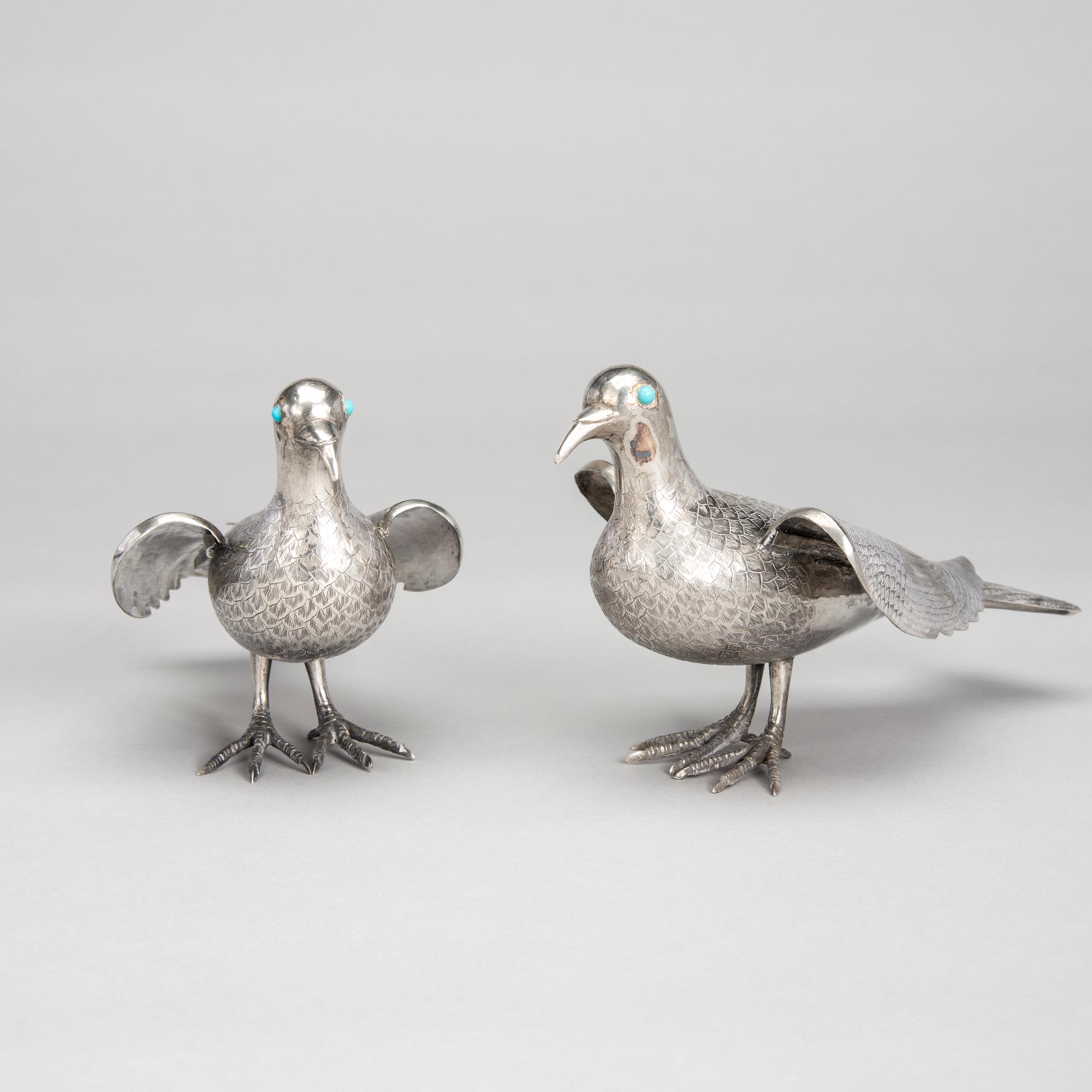 BORDSDEKORATIONER, 2 st, silver, Iran 1900-talets mitt. Totalvikt 576 g.