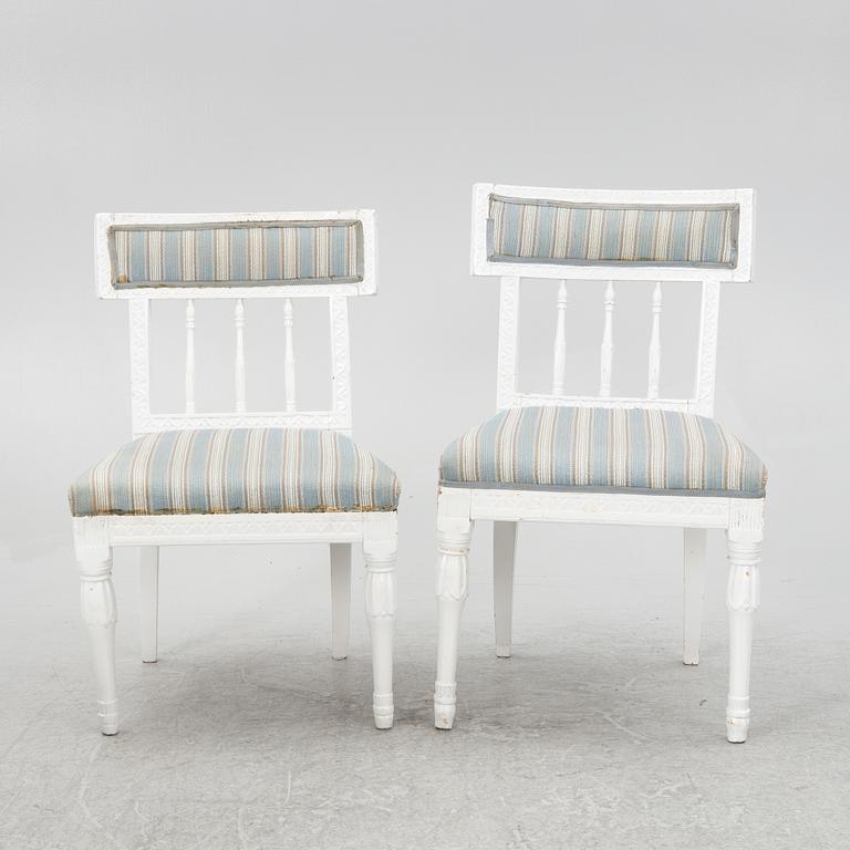 A set of five late Gustavian chairs, circa 1800.