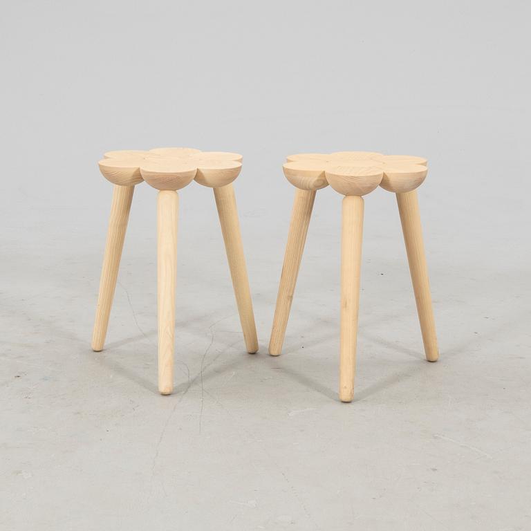 Lisa Hilland, two "Smyltha" stools for Myltha, 21st century.