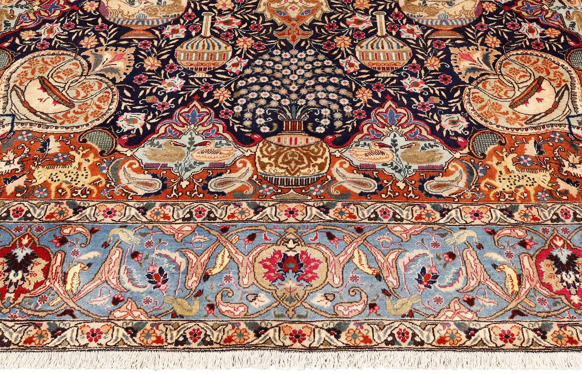 A pictorial Kashmar carpet, approx. 367 x 278 cm.
