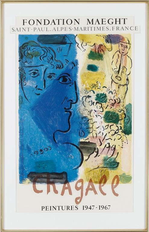 MARC CHAGALL, efter, litografisk affisch, Fondation Maeght.