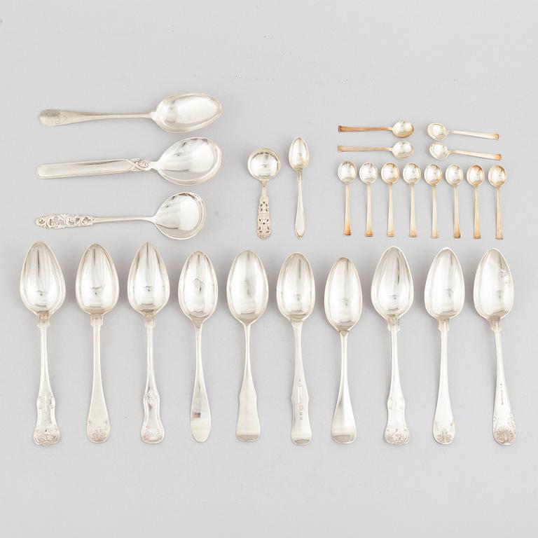 Cutlery, 27 pieces, silver, 18th-19th Century, mostly Sweden.