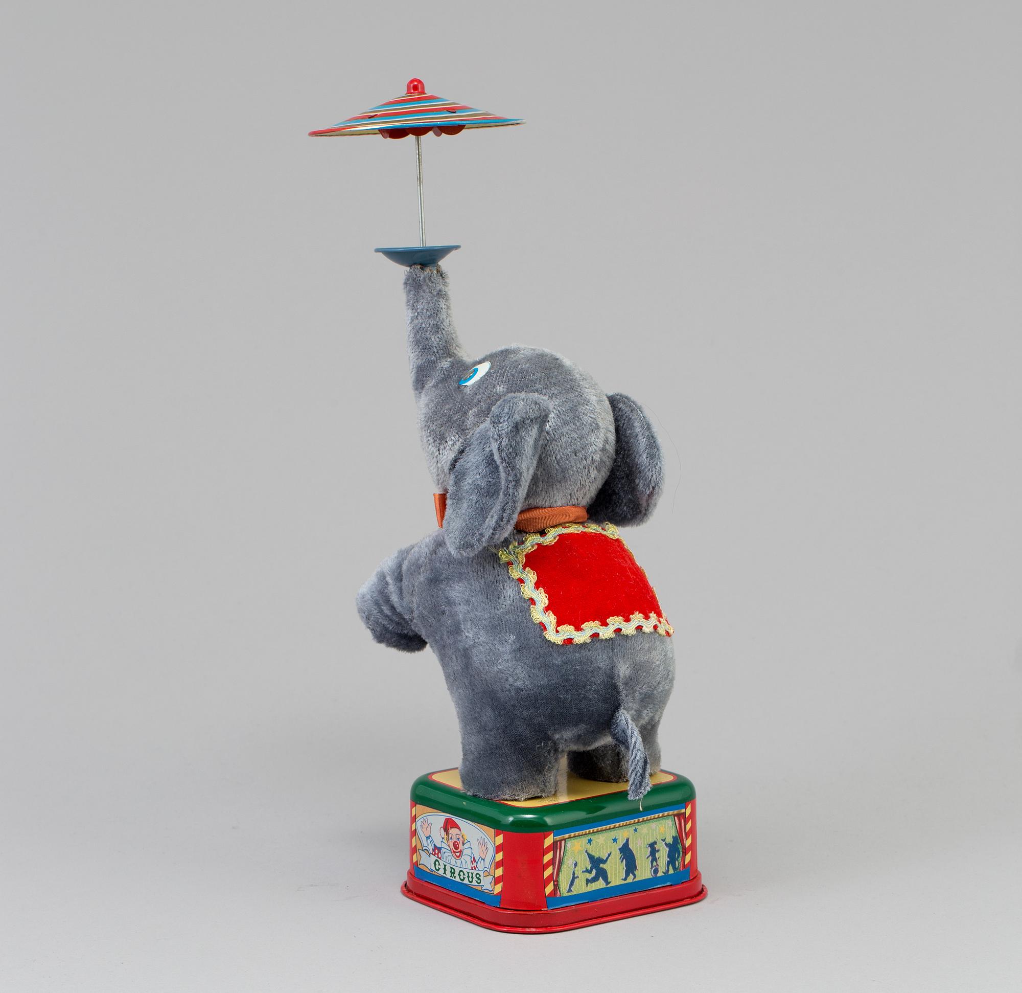 BATTERIDRIVEN LEKSAK, Battery Operated Circus Elephant, Nomura Toys, Japan, 1950-tal.