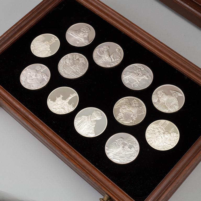 50 sterling silver medals, 'Rembrandt i silver', Franklin Mint AB.