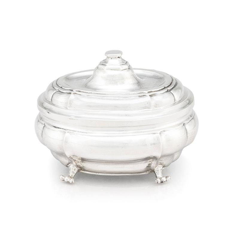 Sockerskrin, silver, troligen Andreas Schneider (1759-1761), Augsburg. Rokoko.