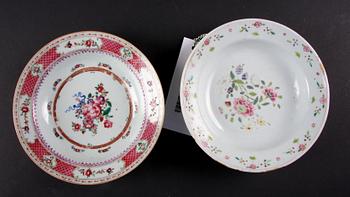 BÄRTALLRIKAR, 3+1+1+1, st, porslin, Kina, 1700/1800-tal.