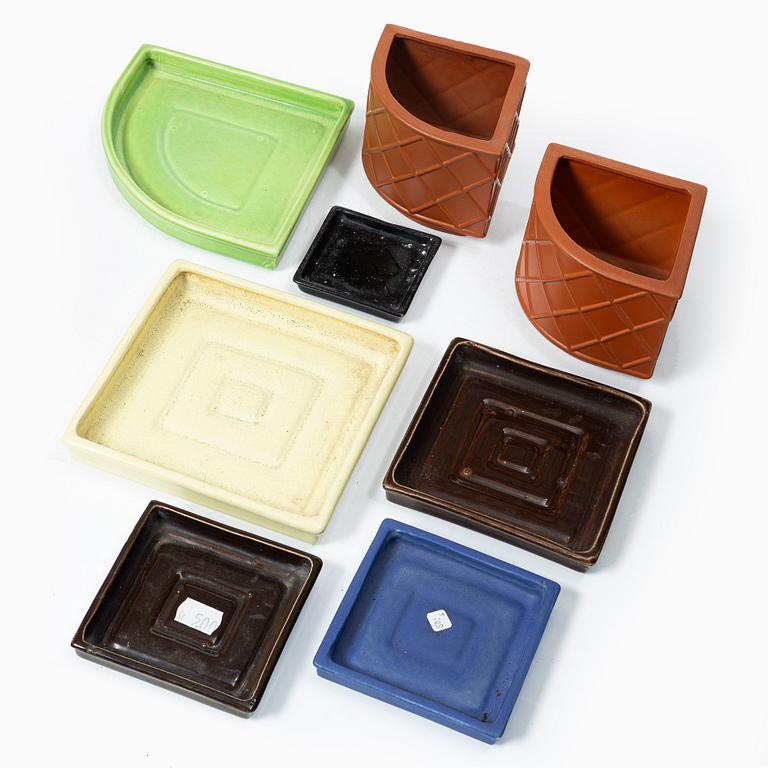 Wilhelm Kåge, 14 ceramic 'Planta' flower pots, Gustavsberg & Steninge, Sweden, 1940's/50's.