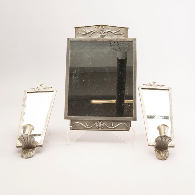 Spegel samt spegellampetter ett par 1930/40-tal, Swedish Modern.