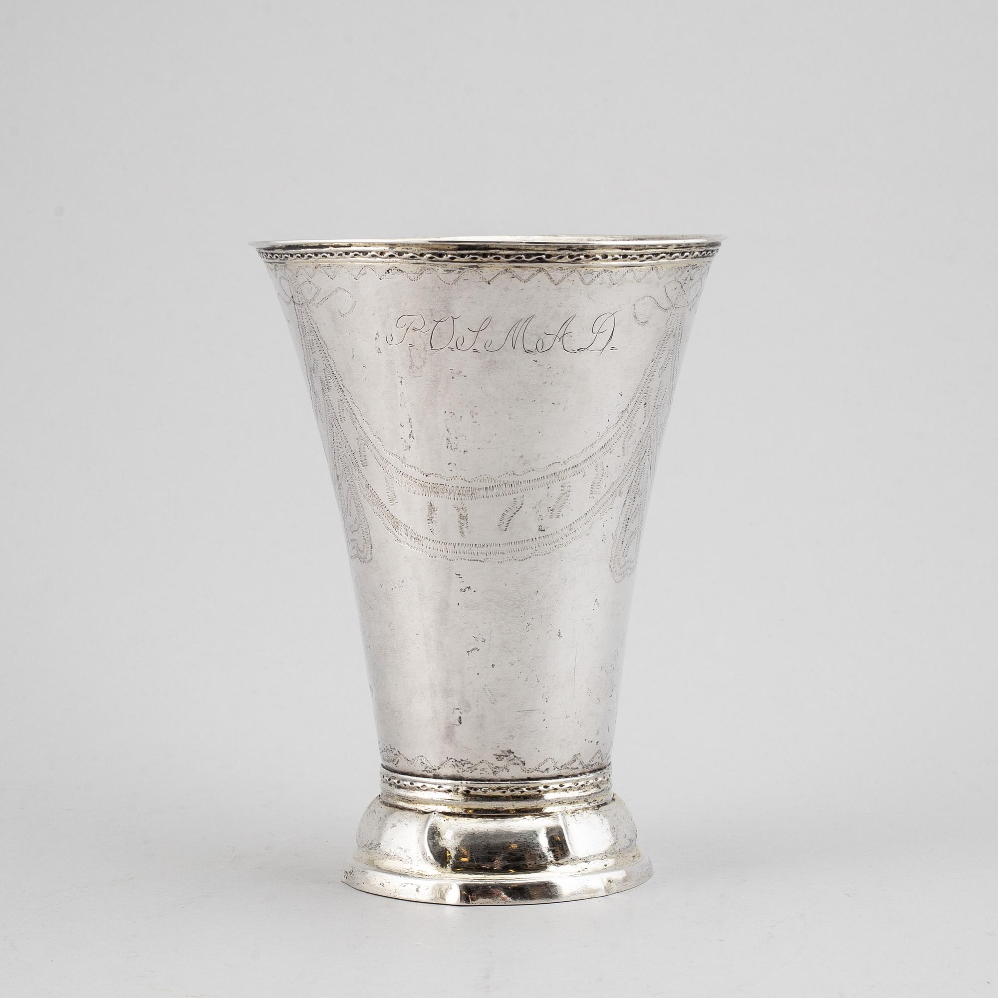 JOHAN STRAS, bägare, silver, Stockhom 1795.