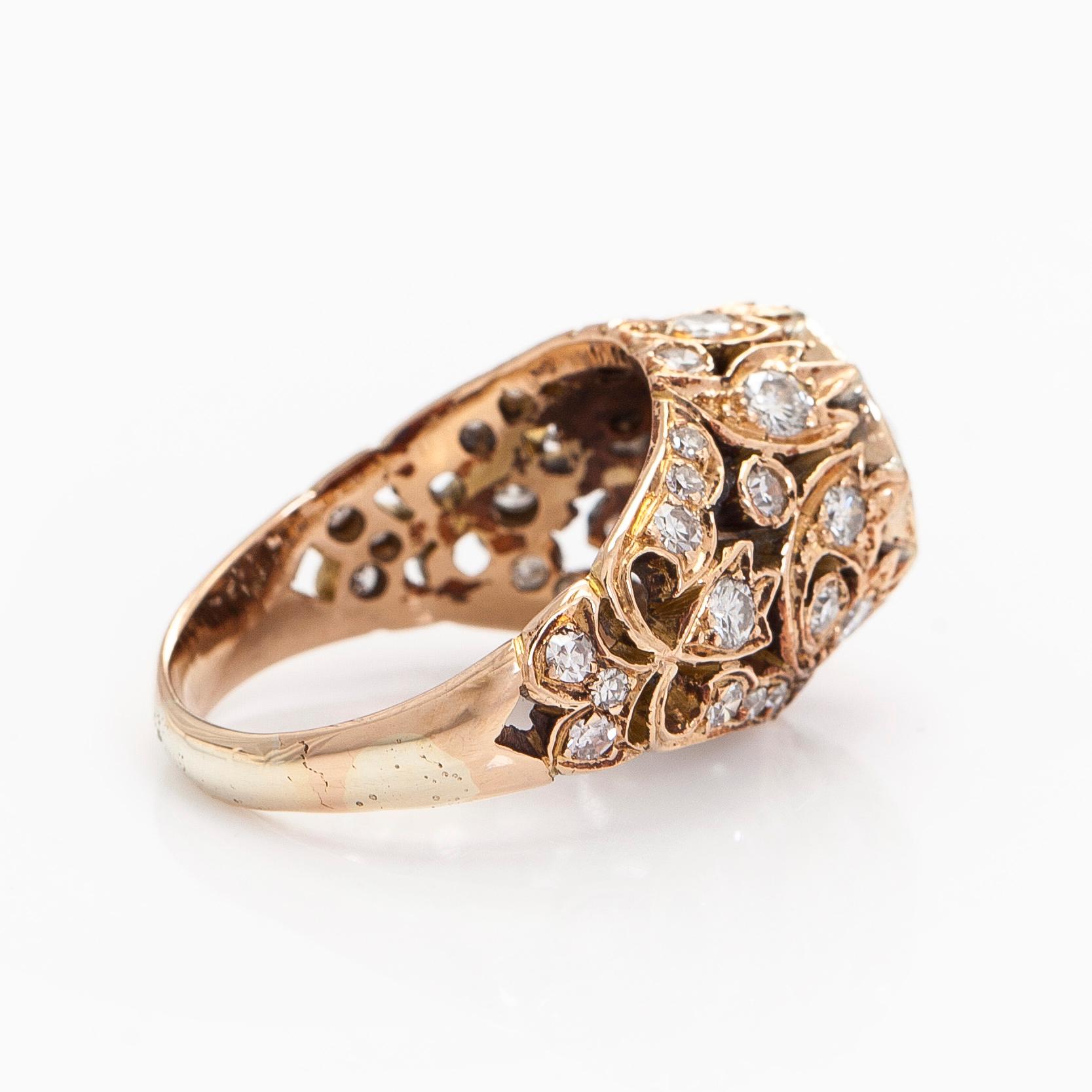 Ring, rose-cut diamond 1.35 ct, 18K gold.