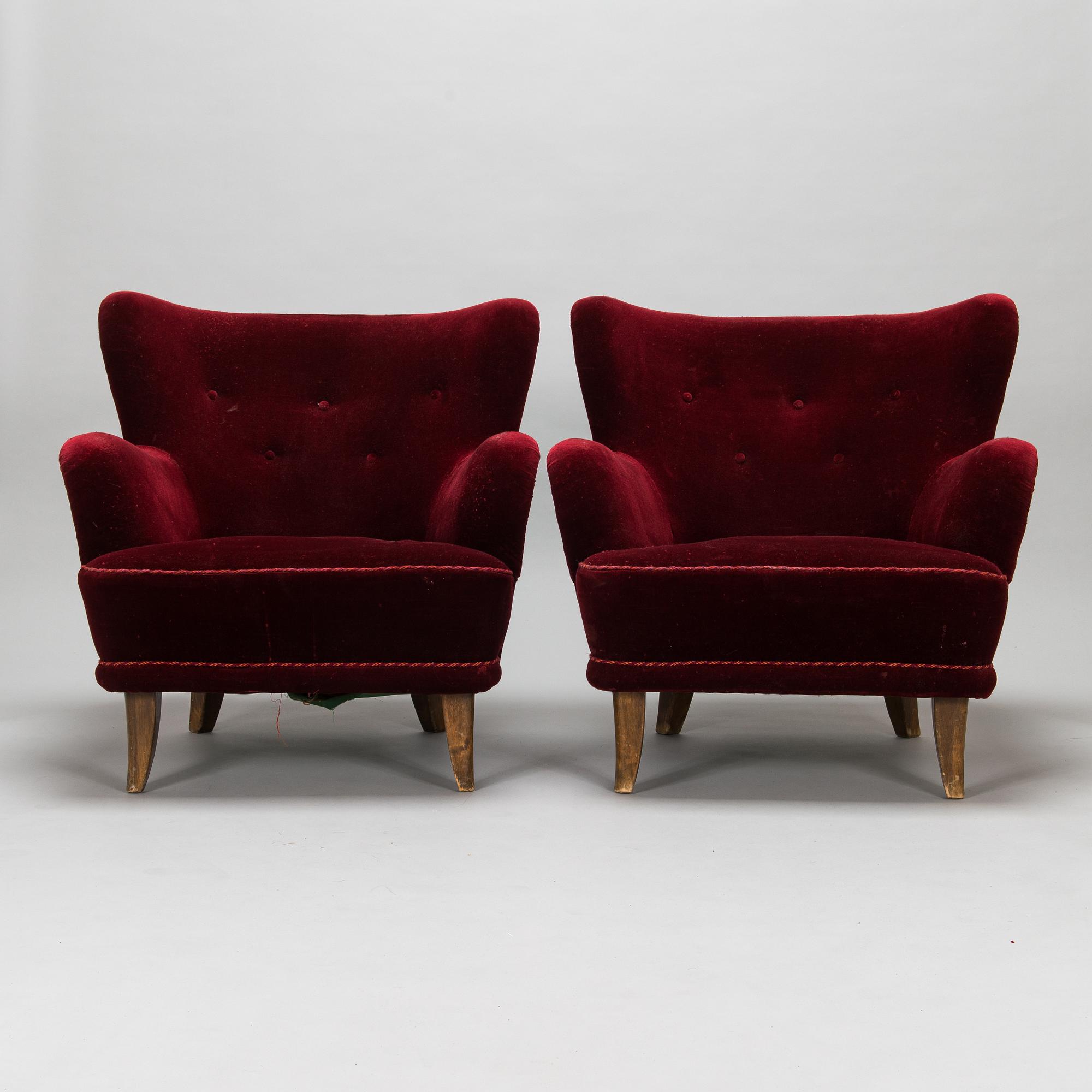Ilmari Lappalainen, a pair of 1950's 'Laila' armchairs for Asko, Finland.