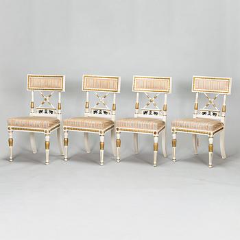 A late Gustavian style sofa and four chairs, early 20th century.