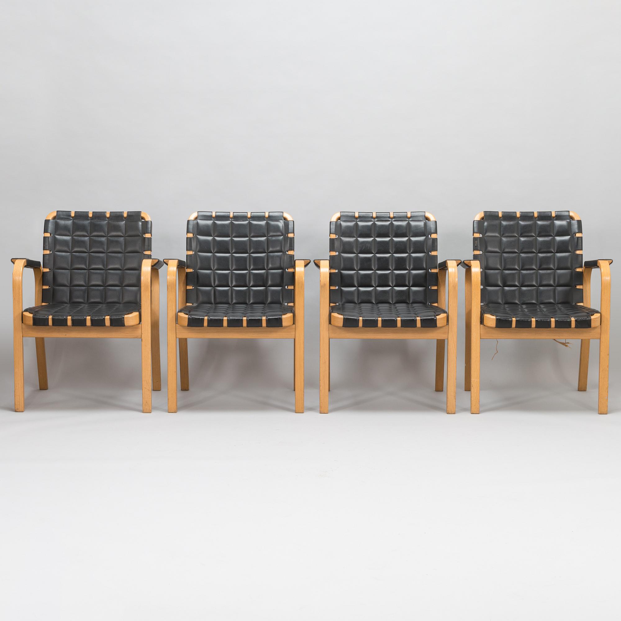 ALVAR AALTO, nojatuoleja, 4 kpl, malli 45, Artek 1900-luvun loppu.