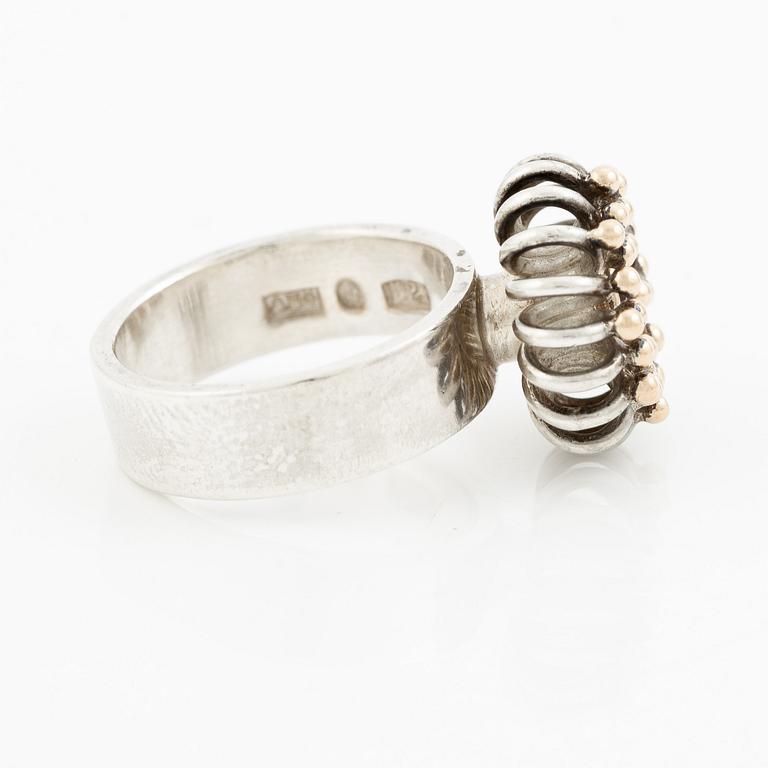 Anders Högberg, ring, sterling silver with a pink stone, Gothenburg 1989.