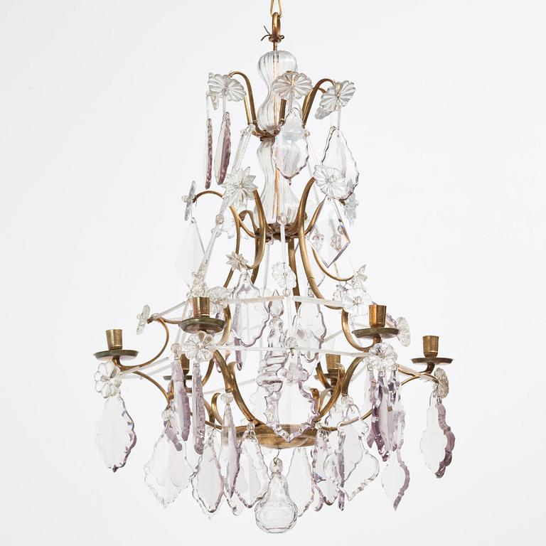 A Swedish Rococo 18th century six-light chandelier.