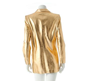 ESCADA, a gold coloured leather jacket.
