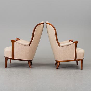 CARL MALMSTEN, fåtöljer, ett par, "Vår Fru", AB OH Sjögren, Tranås.