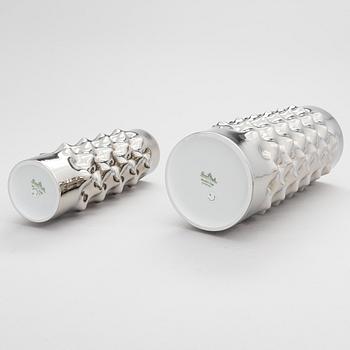 Two platinum dipped 'Vibrations' porcelain vases, Rosenthal Studio-Line.