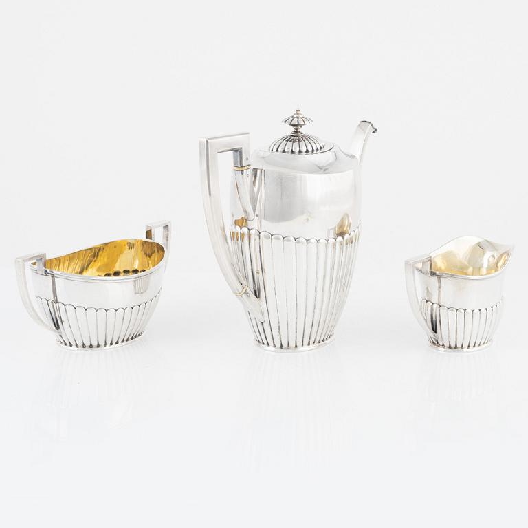 K Anderson, kaffeservis, 3 delar, silver, gustaviansk stil, Stockholm 1903.