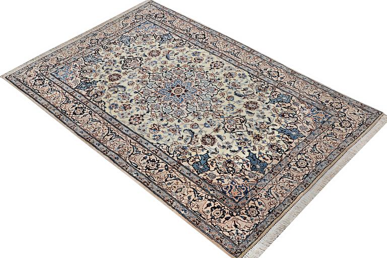 A part silk Nain rug, 9LA, c. 204 x 125 cm.