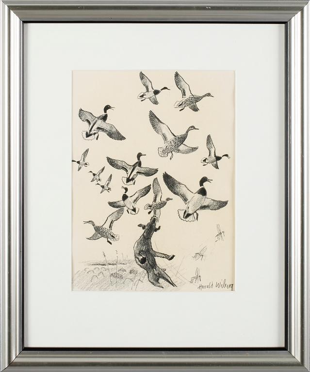 HARALD WIBERG, teckning, signerad.