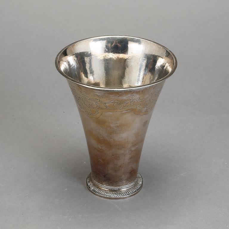 BÄGARE, silver, Anders Castman, Eksjö 1787. Vikt 391 gr.
