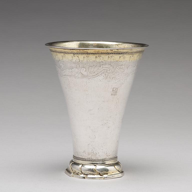 A Swedish 18th century parcel-gilt silver beaker, mark of Henrik Wittkopf, Stockholm 1761.