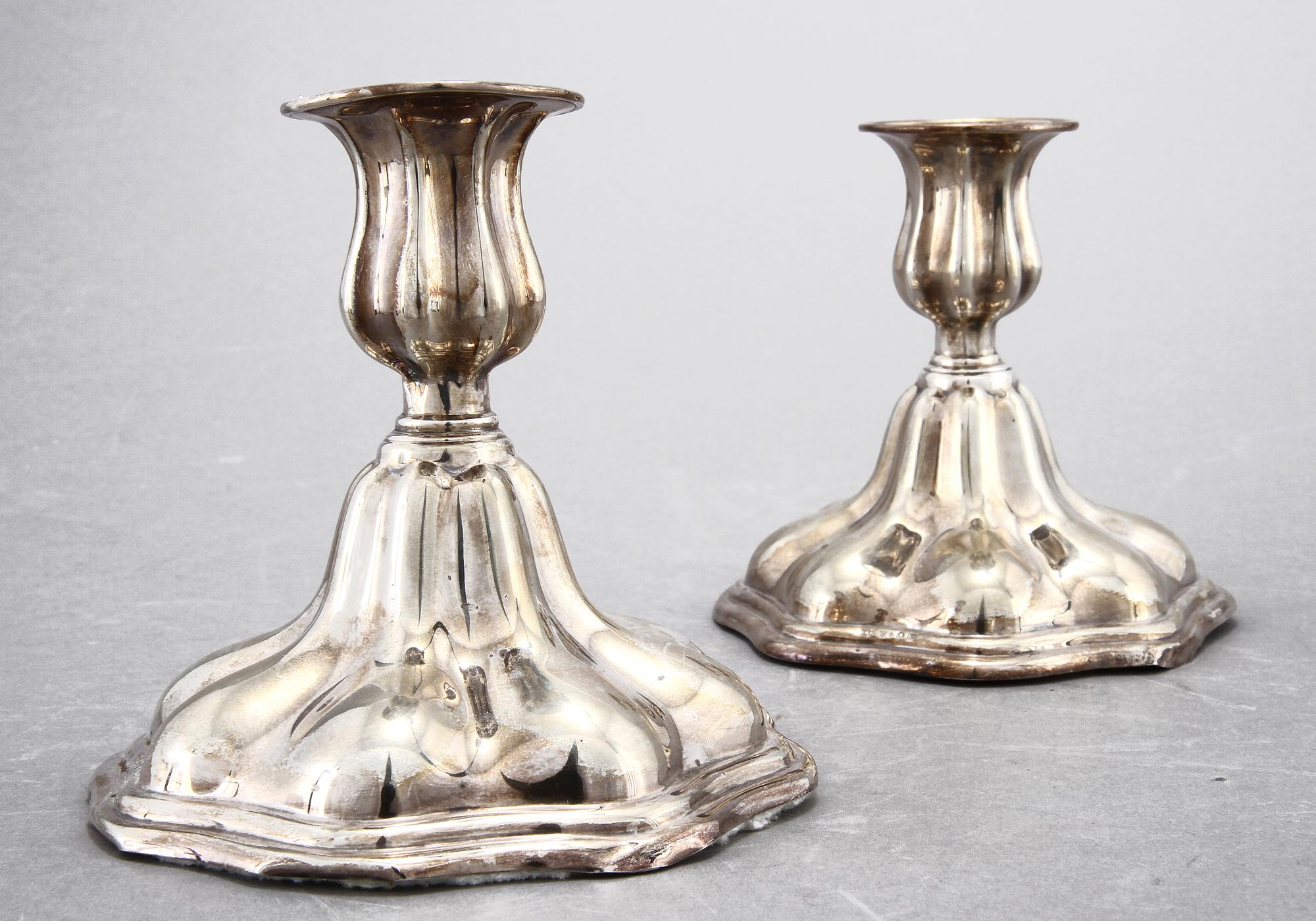 LJUSSTAKAR, ett par, silver, C G Hallberg, Stockholm, 1936.