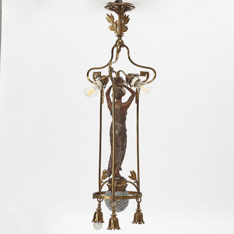 An Art Nouveau ceiling lamp, France, around 1900.