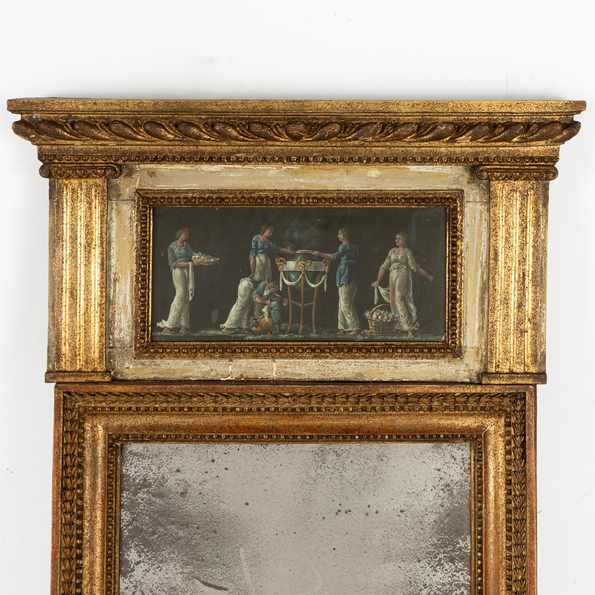 A late Gustavian mirror, Stockholm, circa 1800.