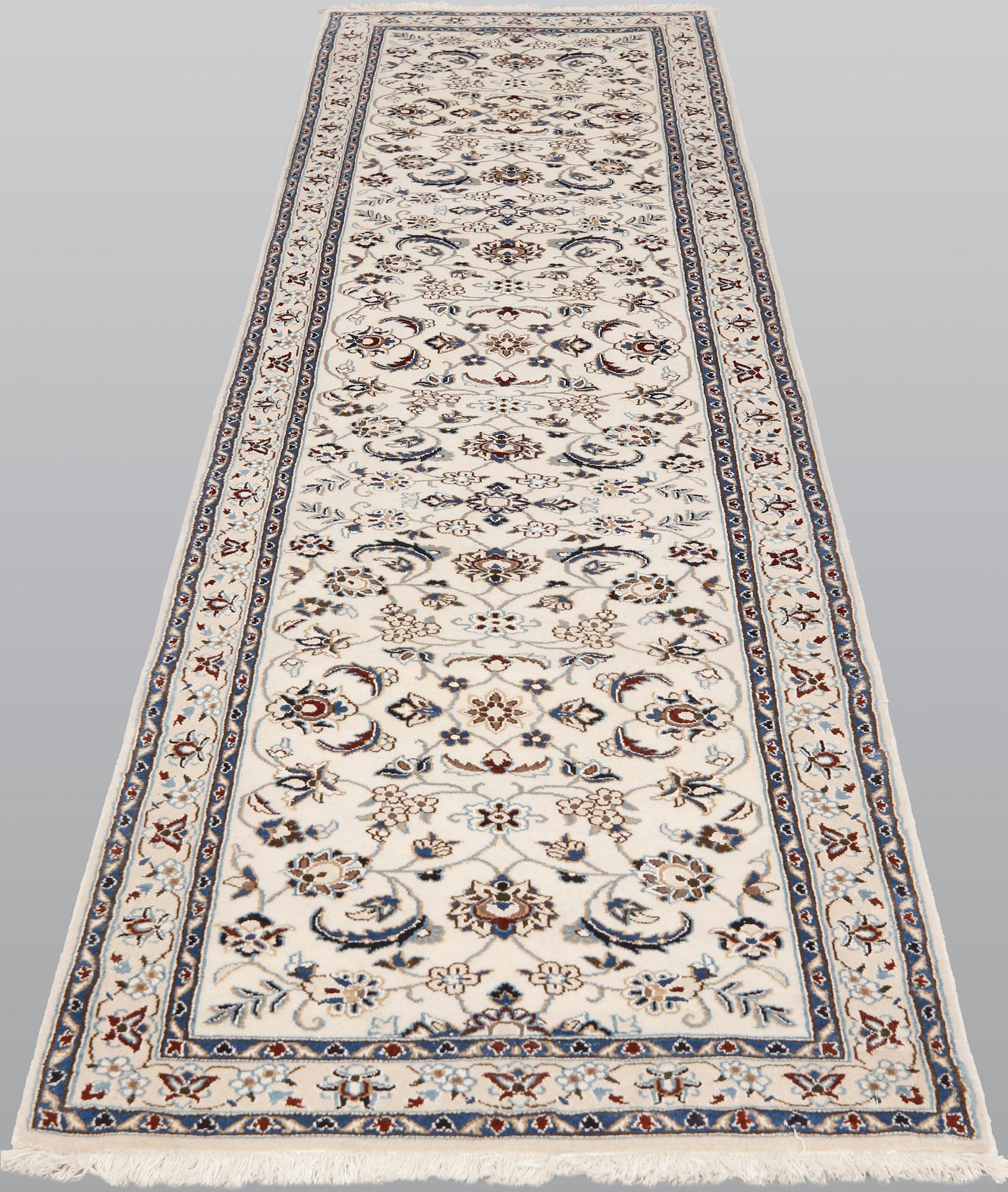 A part silk Nain, runner so called 9 LAA, ca 290 x 75 cm.
