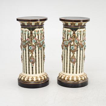 A pair of pedestals, Rörstrand, around the year 1900.