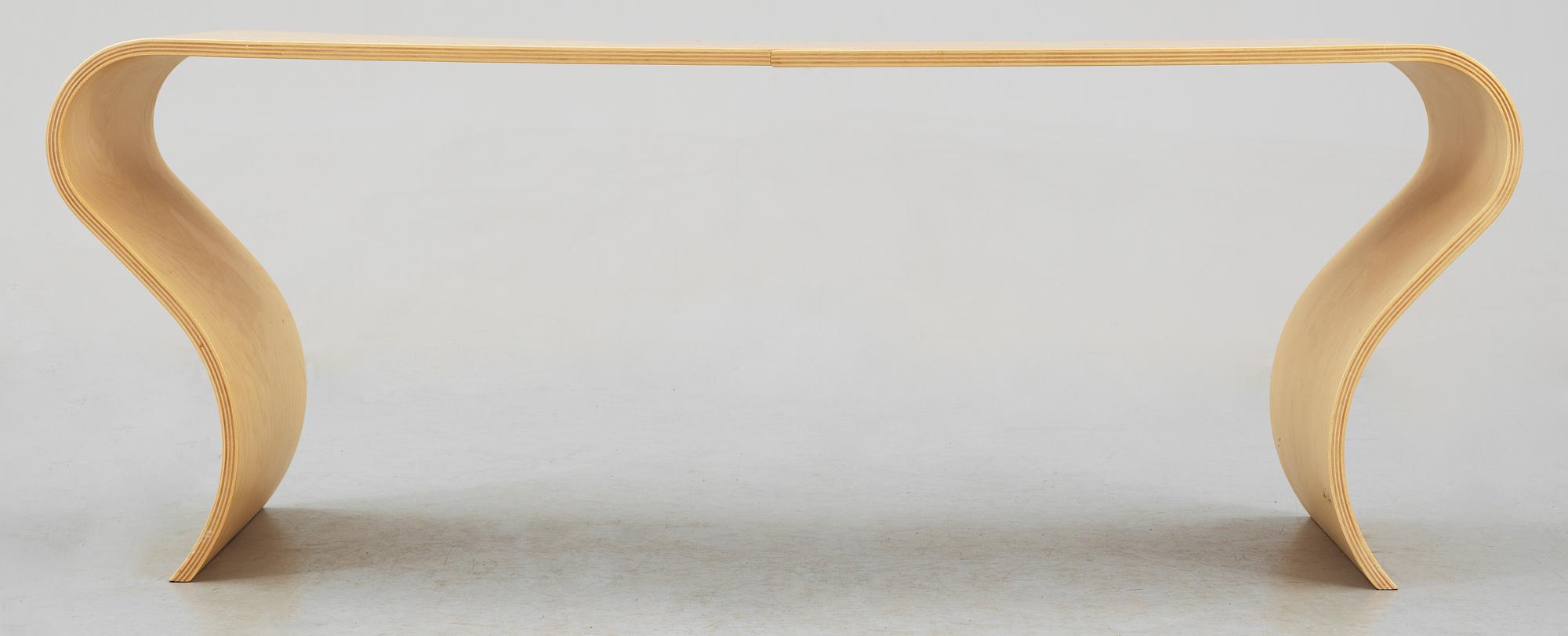 A Caroline Schlyter birch plywood table/bench.